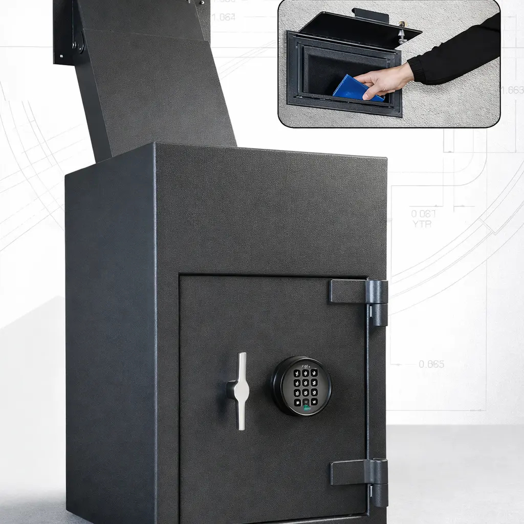 Depository safe installation service for commercial cash drop safe used in retail stores restaurants and offices